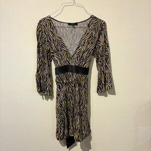 Express Black & Yellow Patterned Dress - XS